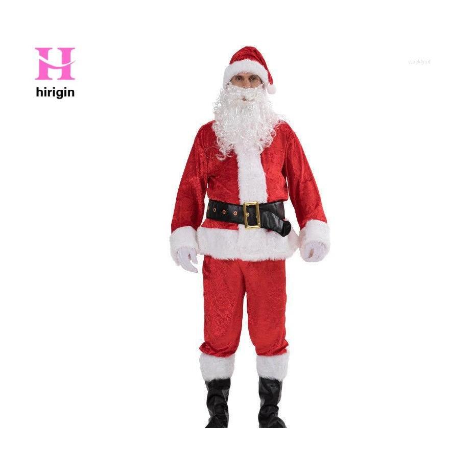 

Men' Tracksuits Mens 5Pcs Christmas Santa Claus Costume Fancy Dress Adt Suit Cosplay Outfit Plus Size S3Xl Drop Delivery Apparel Clo Dhj05, Red