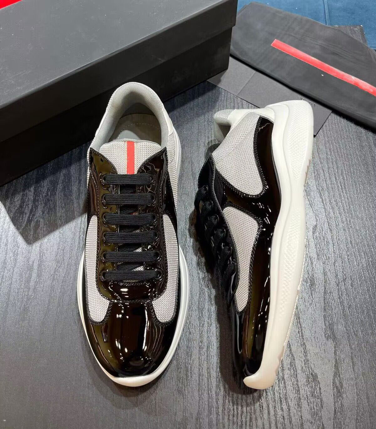 

Popular Men America Cup Sneaker Shoes Low Top Rubber Sole Low Top Trainers Fabric & Patent Leather Men's Wholesale Discount Footwear