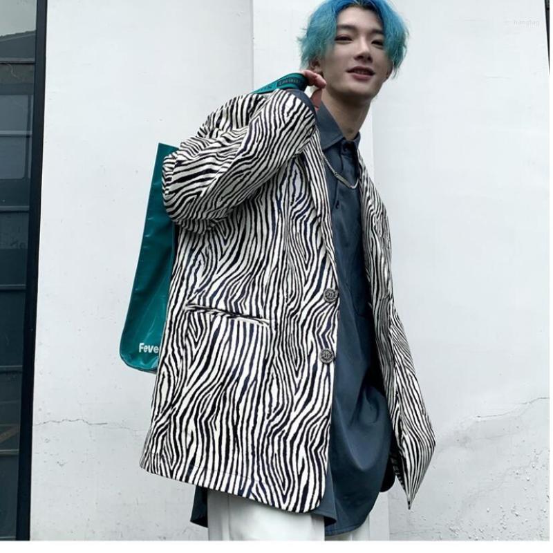

Men's Suits Men Blazer Zebra Pattern Suit Korean Temperament Personality Leather Jacket Hairstylist Singer Stage Costumes, Picture color