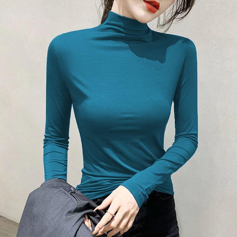 

Women's T Shirts 2023 Women Autumn And Winter Tops Keep Warm Slim Underwear Solid Bottoming Shirt Fashion Knitted Elastic Top Female T226, Black