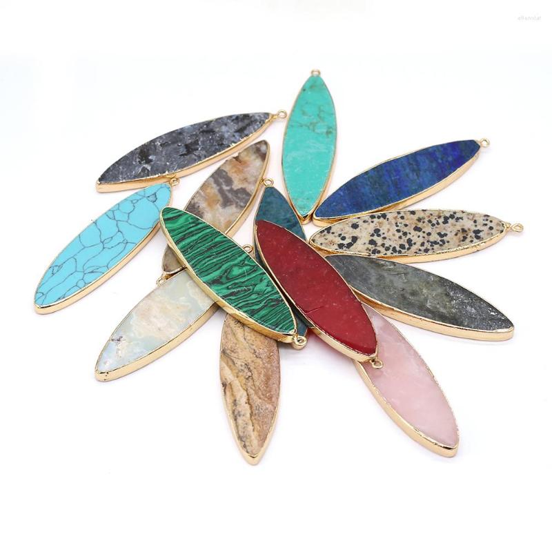 

Pendant Necklaces Natural Stone Gems Marquise Lapis Lazuli Picture Handmade Craft Necklace Bracelet Earrings Accessories For Women 20x75mm