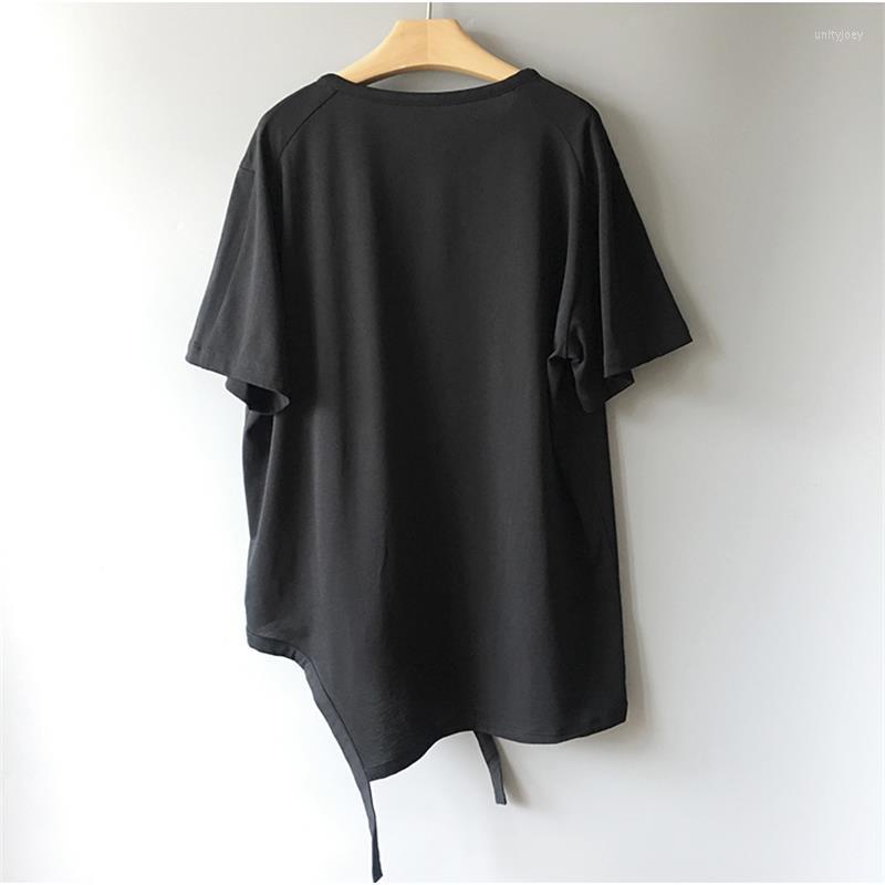 

Men' T Shirts Men' Short Sleeve T-Shirt Summer Dark Round Collar Irregular Asymmetric Design Fashion Quality Clothing, Black