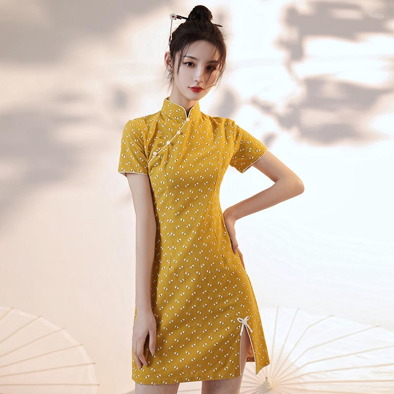 

Ethnic Clothing Summer Women Can Wear Short Modified Cheongsam Small Erode Young Girl Dress
