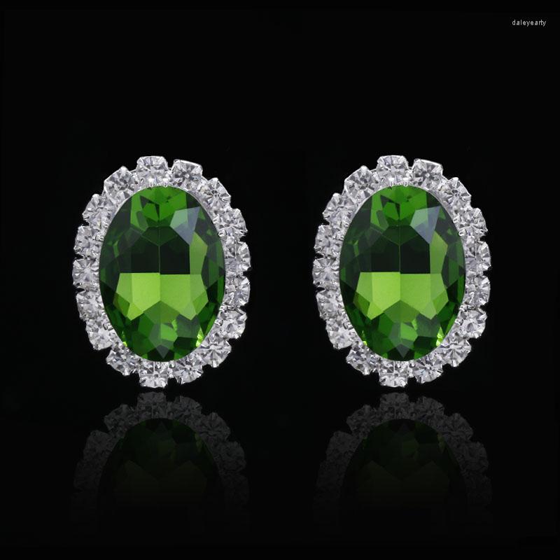 

Stud Earrings Green Imitation Gemstone Ear For Women Rhinestone Crystal Wedding Bridal Jewelry Accessories Girls Gifts