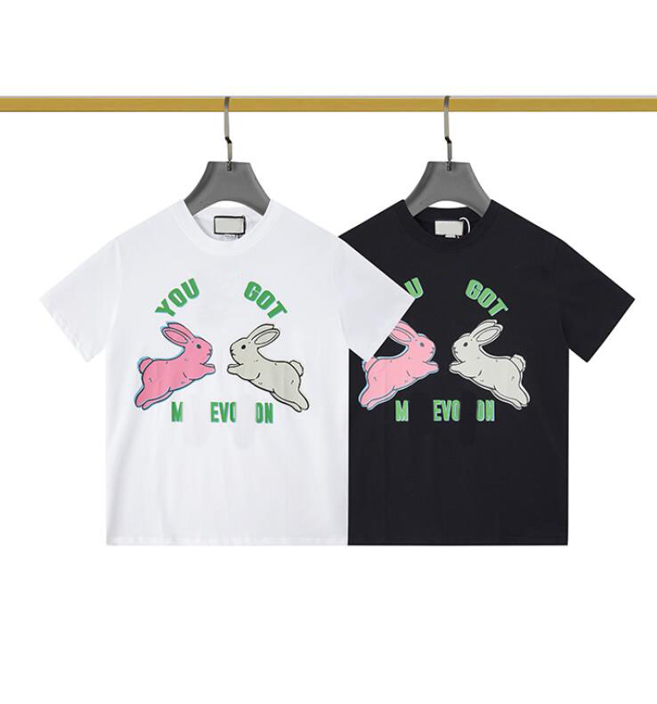 

Summer new Cotton T Shirt for Men Fashion Luxury Brand Streetwear Solid Color Print Cartoon Bunny Short Sleeve Unisex Man Clothing, 09