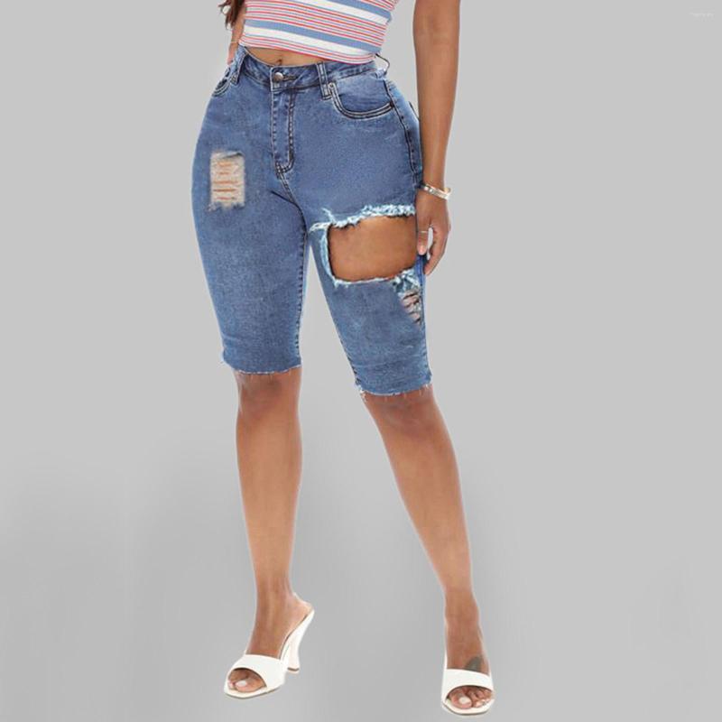 

Women' Jeans Women High Waisted Pure Slim Cut Burr Short Front And Long Back Denim Shorts, Blue