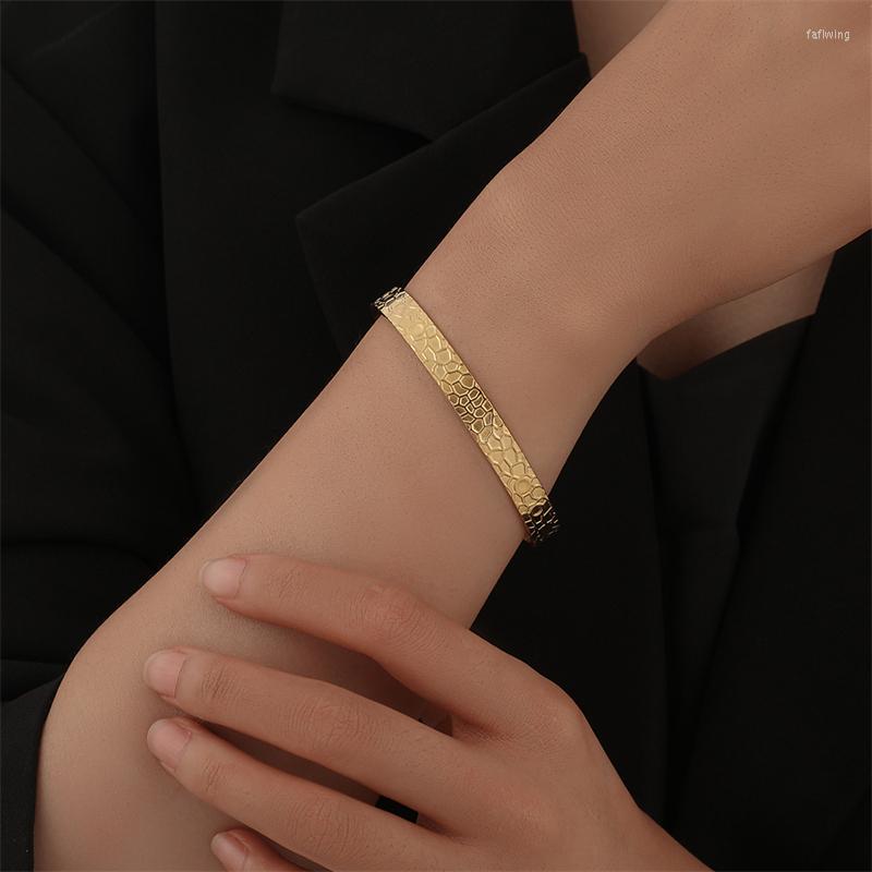 

Bangle WeSparking EMO Stainless Steel A Beehive Texture Bangles For Women Gold Plated 2023 Trend