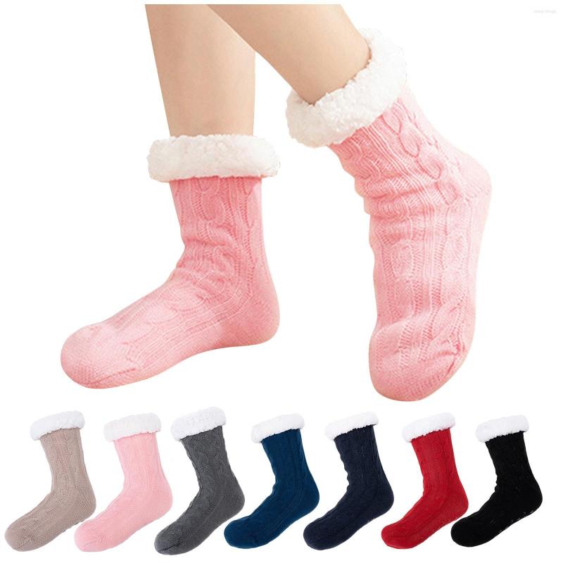 

Women Socks Winter Soft Sock Non Slip For Warm Thickened Home Slipper Cute Scok, Red