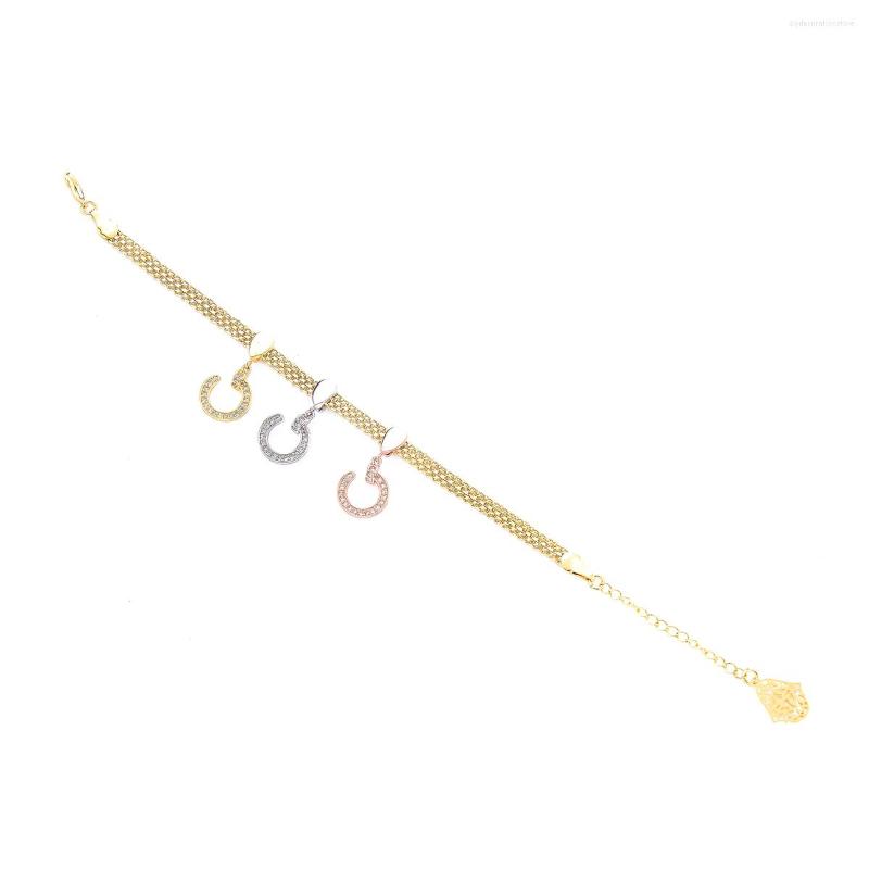 

Charm Bracelets 2023June Moroccan Design Tricolor Circle Bracelet Women Wedding Gold