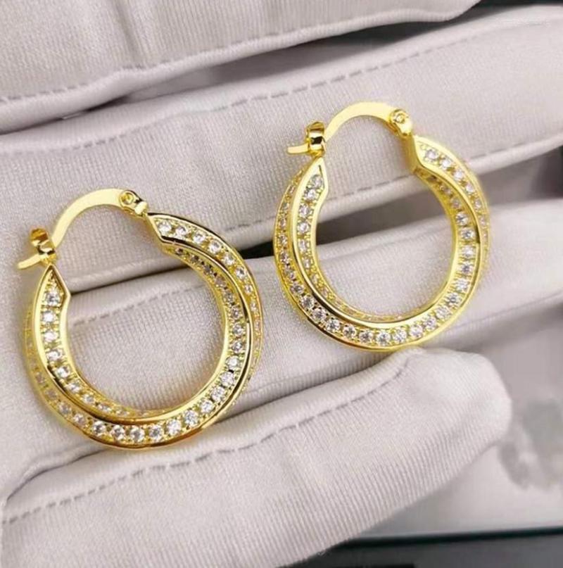 

Hoop Earrings 2023 Fashion French Crystal Circle Inlaid Twisted Ladies Stud