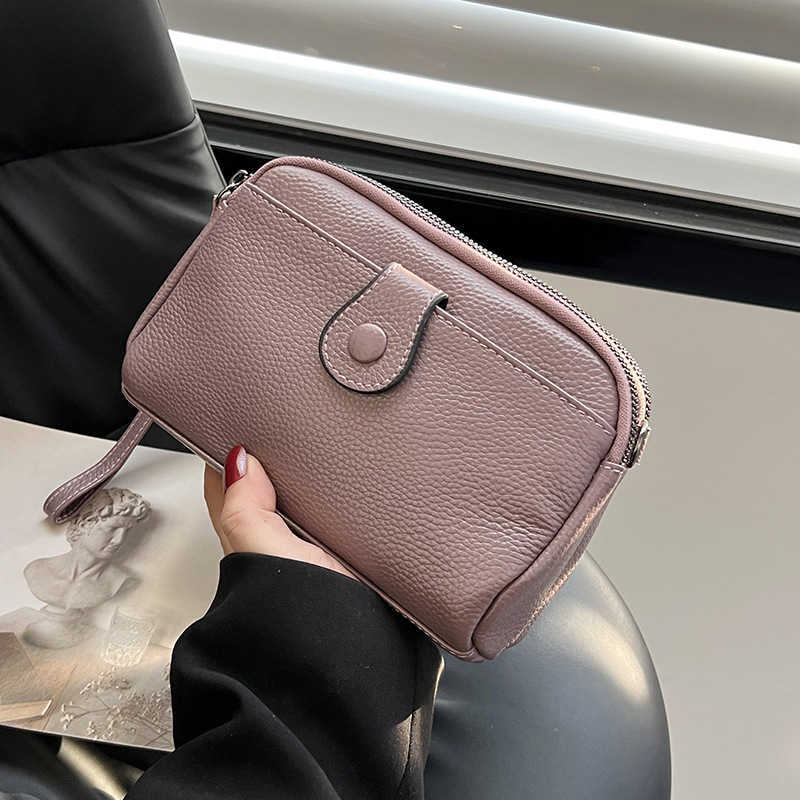 

Genuine leather messenger bag cowhide women's bag mini leisure small square bag messenger bag women's mother's mobile phone bag, Flax blue