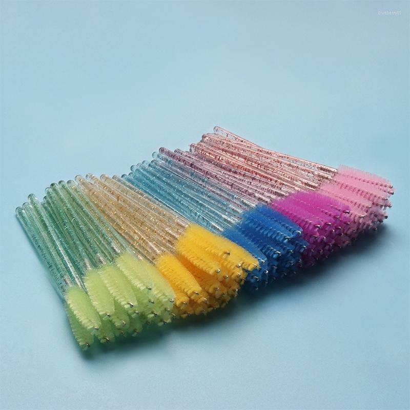 

Makeup Brushes Disposable 50Pcs Crystal Eyelashes Brush Diamond Handle Mascara Wands Eyelash Extension Tools
