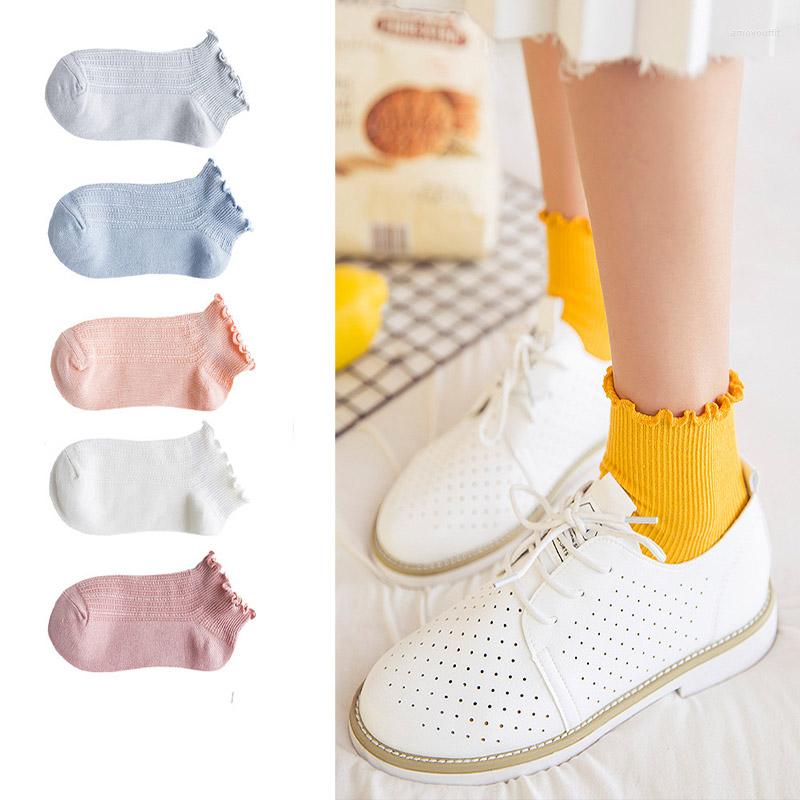 

Women Socks Autumn And Spring Comfortable Solid Bamboo Fiber Decorative Border High Quality Fashion 2023, Bai