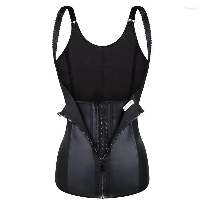 

Women's Shapers Solid Black Latex Body Shaper Vest Women Slimming Corset Waist Trainer Cinchers Corrective Underwear Slim Shapewear Zipper