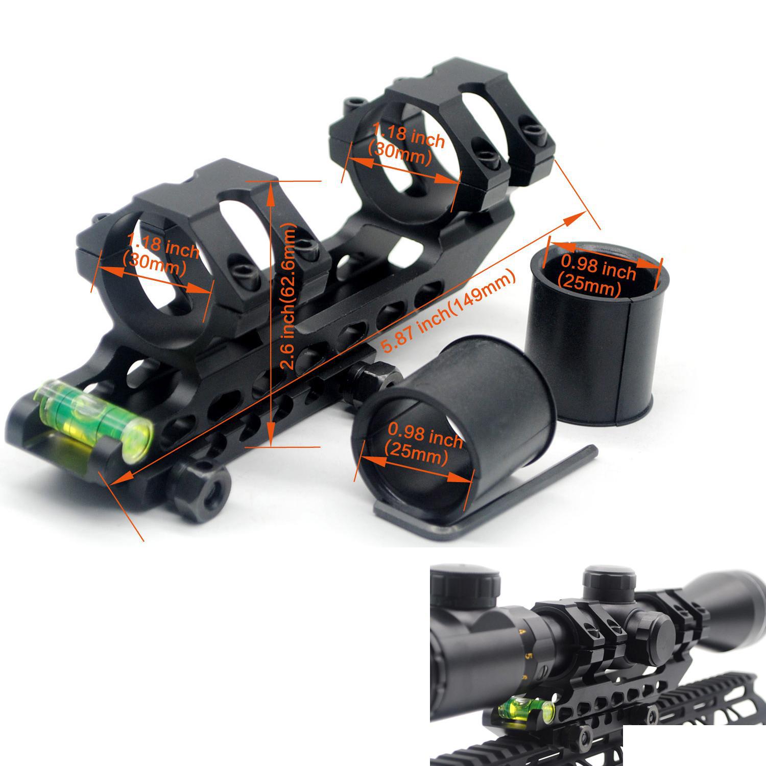

Others Tactical Accessories Hunting 30Mm /25 4 Mm Cantilever Offset Picatinny Weaver Scope Rings Mount Rectional With Bubble Level R Dhxjg, Black