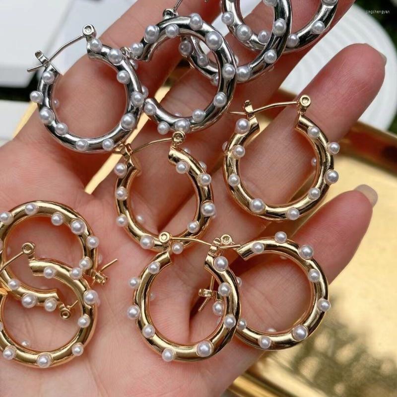 

Hoop Earrings 5Pairs Luxury Delicate Classic Freshwater Pearl Stacking Gold Plated C For Women Jewelry Gifts