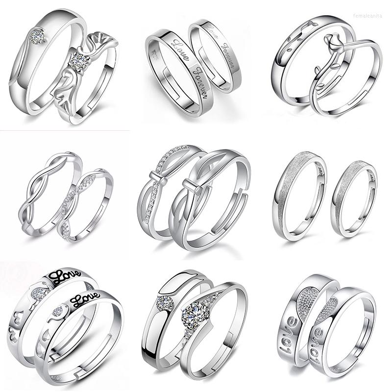 

Wedding Rings Silver Color Engagement Ring Couple Lovers For Man And Women Adjustable Love Fashion