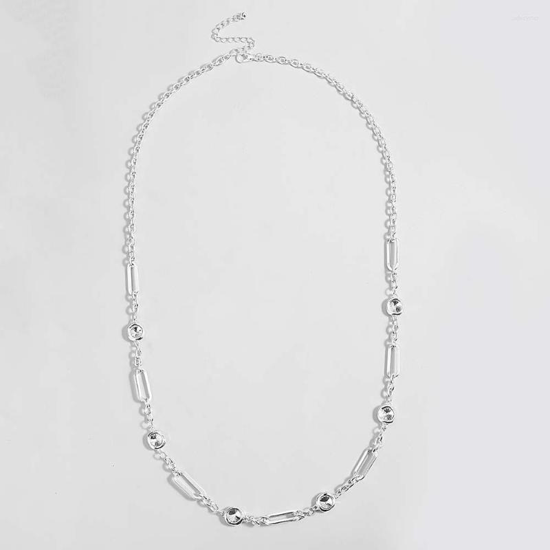 

Pendant Necklaces ALLYES Simple Geometric Circle Necklace Fashion Punk Crystal Beads Silver Color Long Chain Female Jewelry