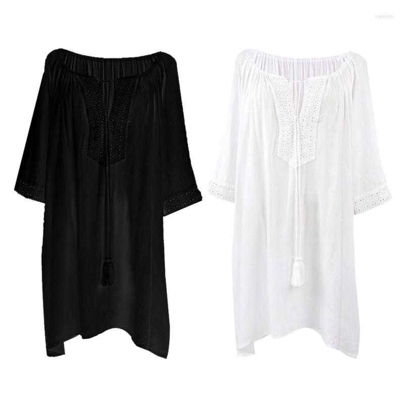 

Women's Swimwear 2023 Stylish Women Plus Size Lace Beach Dress Loose Bikini Cover Up Bathingsuit Comfort For Swimming Pool Vacation Outdoor, Bk