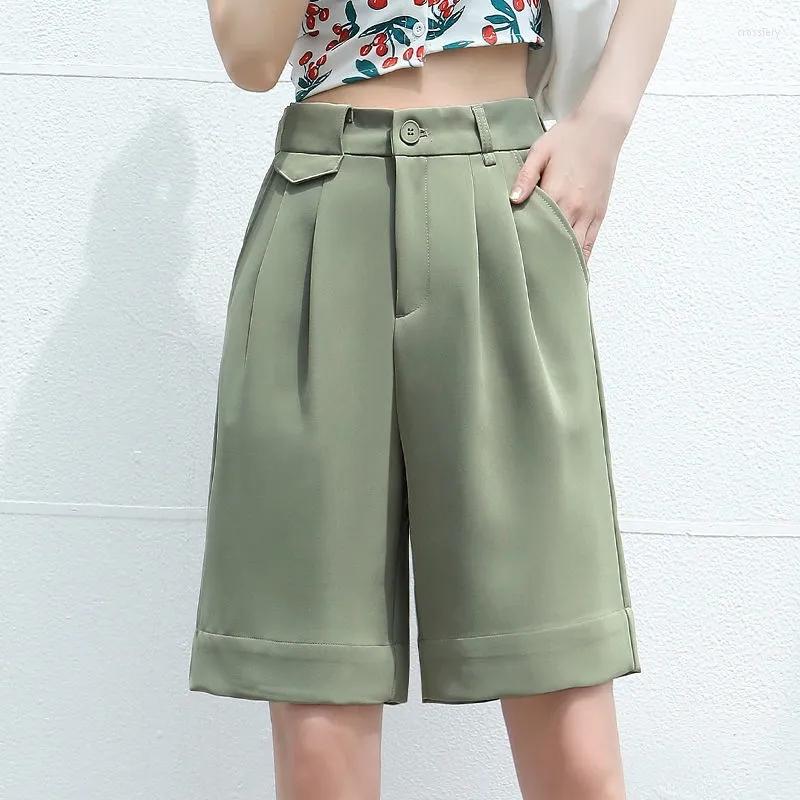 

Women' Shorts Women' 2023 Summer High Waist Drape Loose Wide Leg Pants Office Lady Straight-leg Suit Five-point Female Plus Size, Khaki
