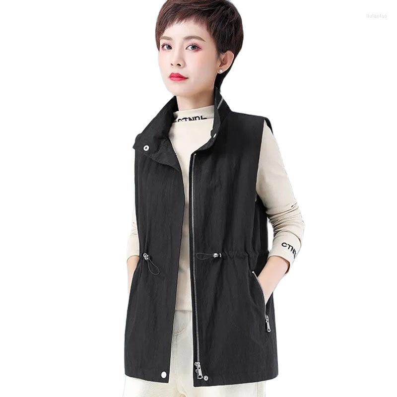 

Women's Vests Women's Spring Autumn 2023 Sleeveless Zipper Waistcoat Female Middle-aged Mother Casual Vest Jacket Women Short, Black