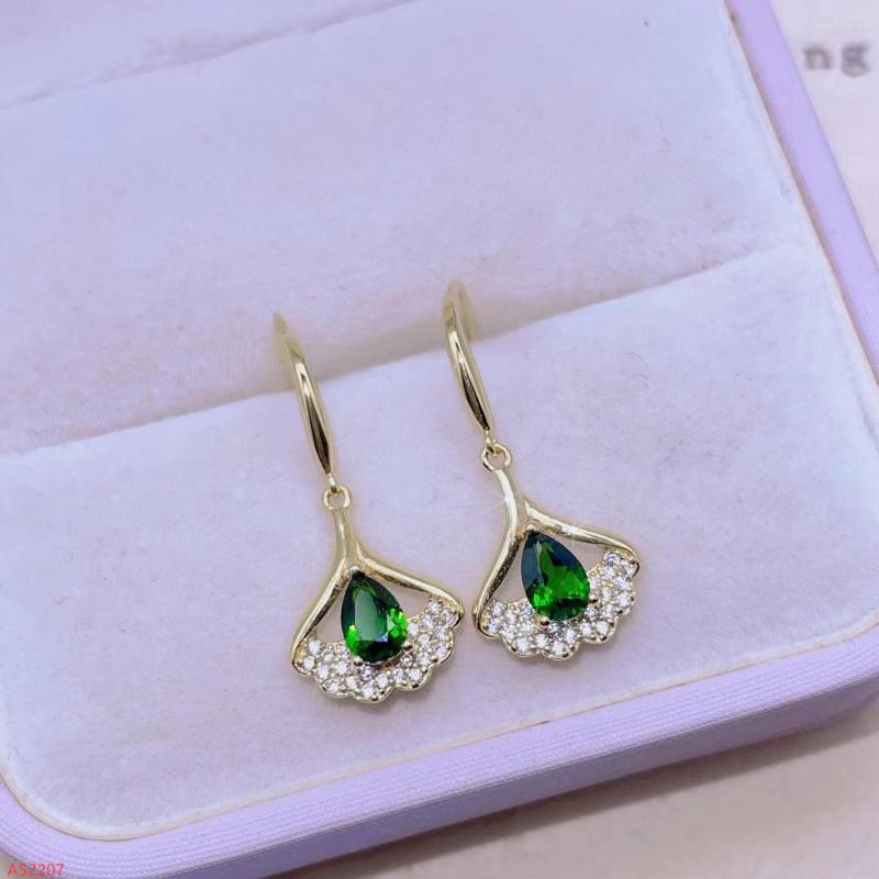 

Dangle Earrings Fine Jewelry 925 Sterling Silver Natural Diopside Women's Party Gift Girl Marry Got Engaged Valentine's Day