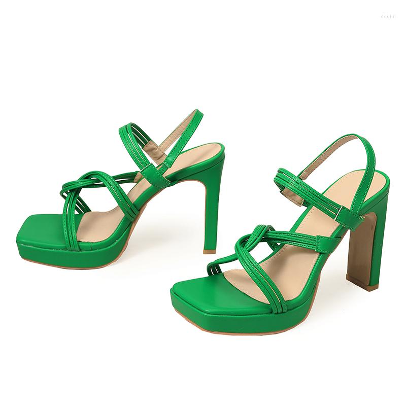 

Dress Shoes Ladies Pumps Gladiator Shallow Slides Super High Heels Sandals Slip On Peep Toe Female Casual Outside Women Slippers, Green