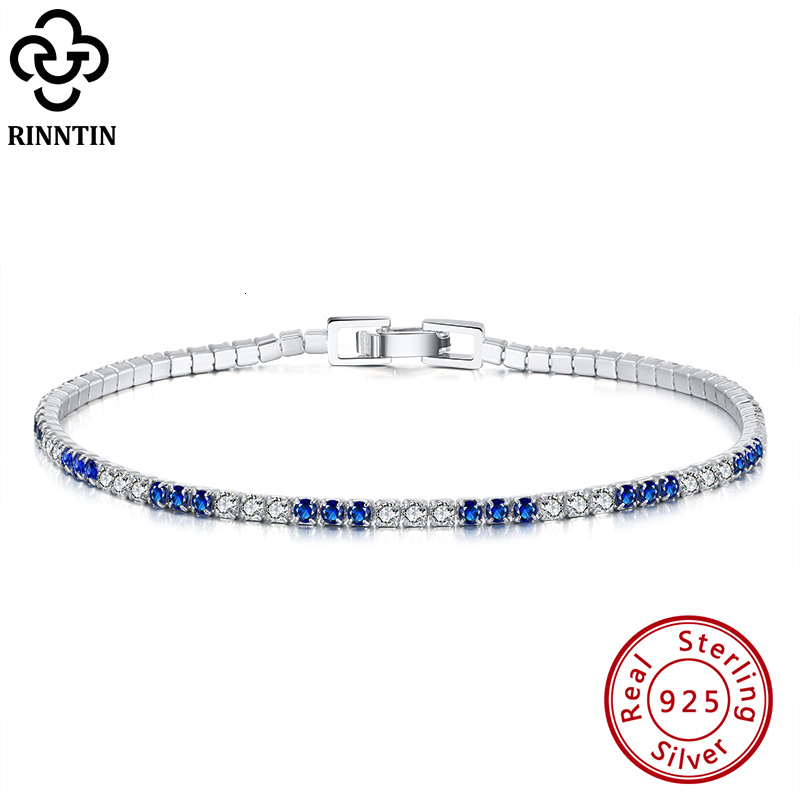 

Charm Bracelets Rinntin Womens Deluxe Tennis Bracelet 925 Sterling Silver 20mm Blue and Clear Cubic Zirconia 65 75 Inch Jewelry SB117 230313