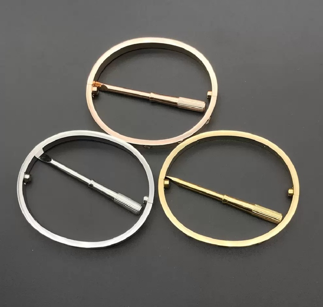 

Design Bracelet 316L Titanium steel Love Bracelet Bangles Women Men Screw Screwdriver Bracelets Gold Silver Rose Luxury Jewelry Gift with Original brand Logo Cuff