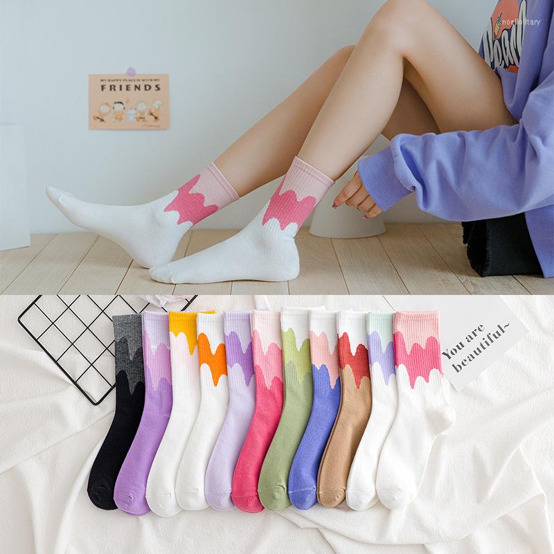 

Women Socks Ins College Ice Cream School Girls Cotton Fashion Clouds Contrast Color Funny Personality