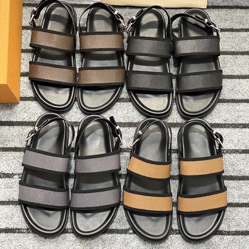 

Classic slippers men sandals Fashion luxury Designer Slides Flip Flops slipper real leather face mens Sandal silde Size 38-46, Brown flower