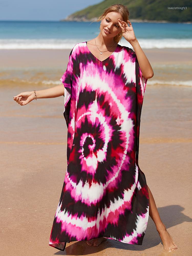 

Women's Swimwear Print Bohemian Dress Beach Cover Up Loose Kanftan Pareos Maxi Swimsuit Beachwear Robe Plage Casual, Color 29