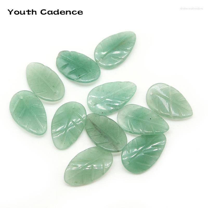 

Charms 1PC Nature Green Aventurine Stone Pendants Carving Leaf Shape 25x25MM For Lovely Jewelry Making DIY Findings Accessories