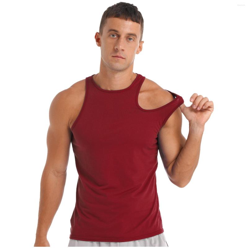 

Men' Tank Tops Mens Hollow Out Vest Top Man Slim Fit Bodybuilding Fitness Sports T-shirt Fashion Solid Color Sleeveless Sportswear, Black