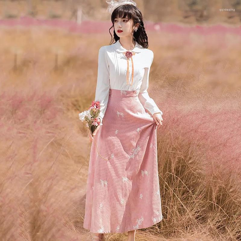 

Casual Dresses 2023 Dress French Design Sense Retro Gentle Long Skirt Autumn Style Thin Temperament Sweet