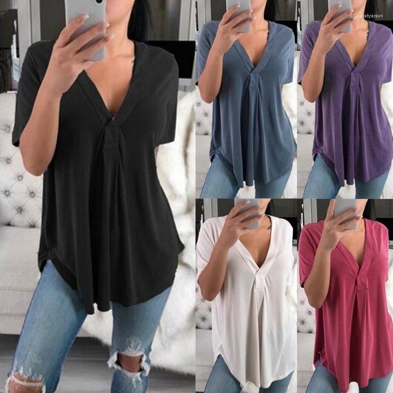 

Women's Blouses Summer Women's V Neck Short Sleeve Tees Women T Shirt Casual Loose Plus Size Elegant Shirts Tops Woman Female Tunic, Light blue blouse