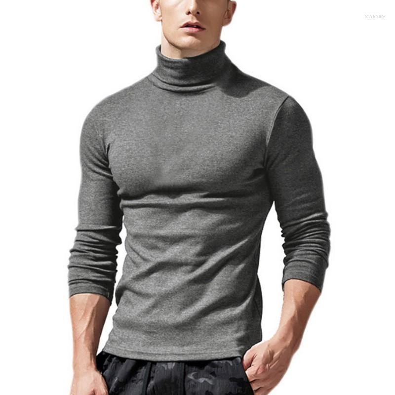 

Men's T Shirts Men's Tight Collar Long-sleeved T-shirt European Or American Clothing Solid Color Shirt Autumn And Winter