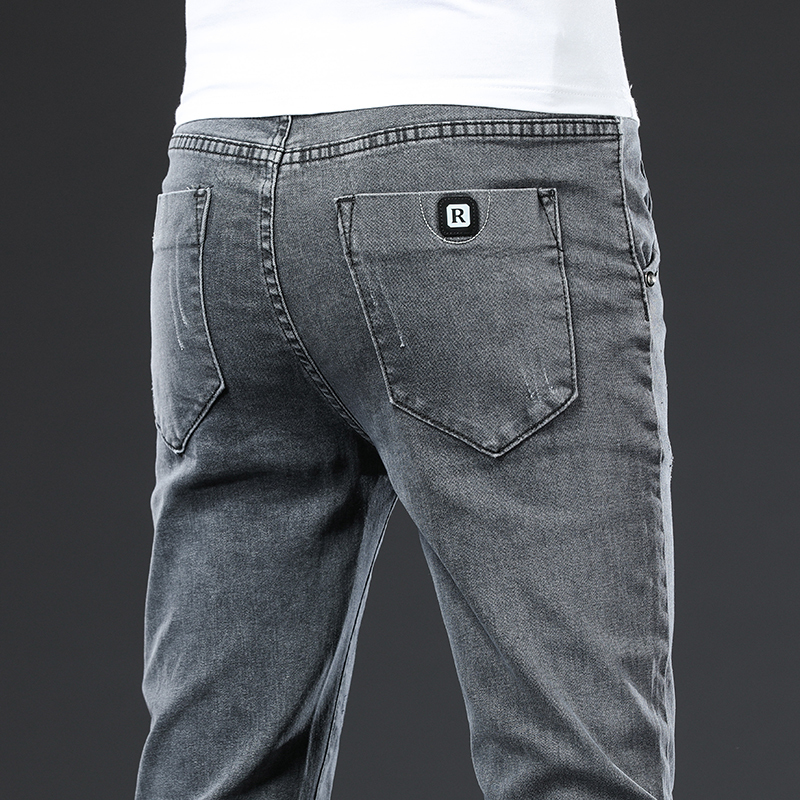 

Men's Jeans Men's Casual Skinny Jeans Middle Waist Comfortable Straight Elasticity Classic Style Blue Denim Trousers Male Grey Pants 230313, Gray