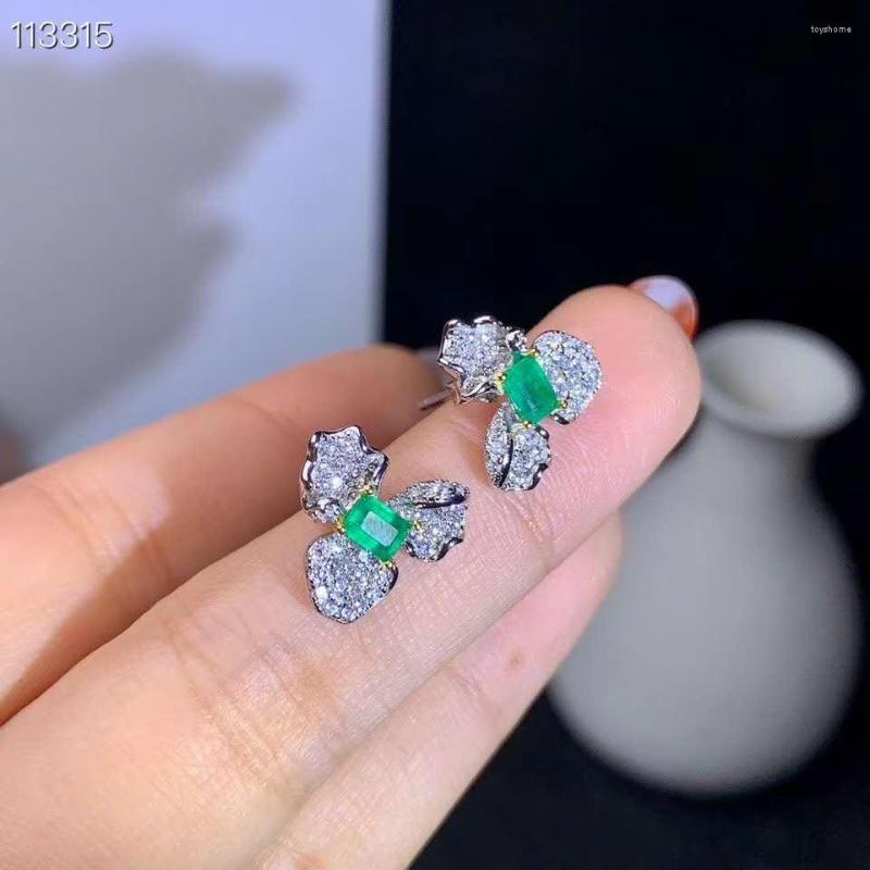 

Stud Earrings Natural Emerald Earring Fashionable Gem Quality 925 Silver 3x4mm