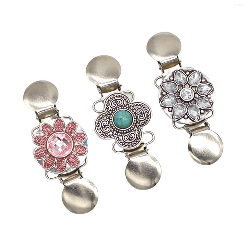 

Brooches 3Pcs Elegant Sweater Clips Brooch Rhinestone Blouse Women Clothing Decor