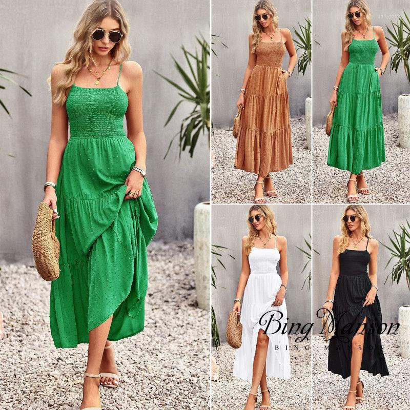 

Casual Dresses 2023 Women' Solid Color Dress Summer Elegant Sling Black/White Simple Bohemian Sexy, Orange