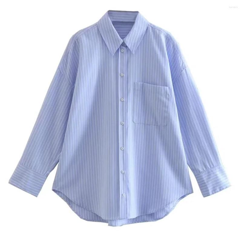 

Women's Blouses Jenny&Dave Fashion Poplin Shirt Sky Blue Striped Casual Autumn Blouse Women Tops