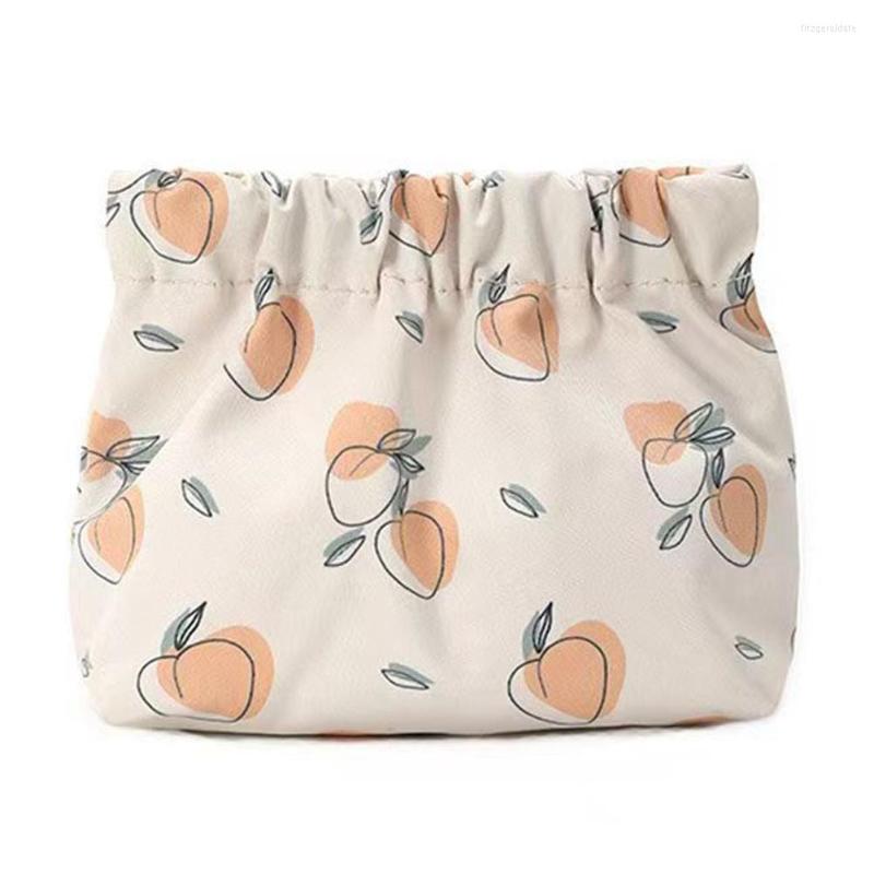 

Fashion Mini Makeup Bag Casual Cute Toiletry Waterproof Portable Printed No Zipper Simple Lightweight For Headphones Jewelry
