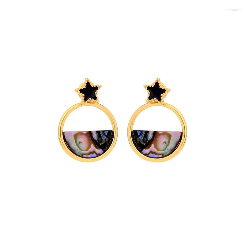

Stud Earrings High Quality Gold Color Shell Enamel Stars Circle Modern Stylish Arrival Fashion Jewelry