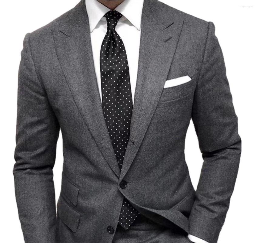 

Men' Suits Winter Warm Latest Coat Pant Designs Grey Tweed Men Suit Slim Fit Tuxedo Custom Groom Blazer Prom 2 Piece Jacket Pants Set, Custom made