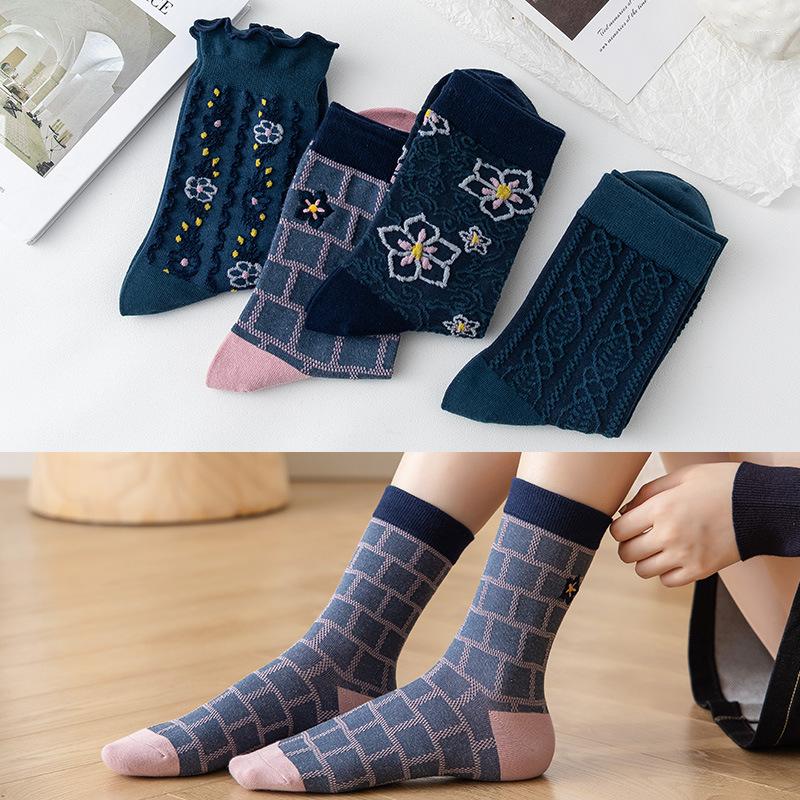 

Women Socks 2023 Ins Trend Retro Women's Long Leg Pile Barrel