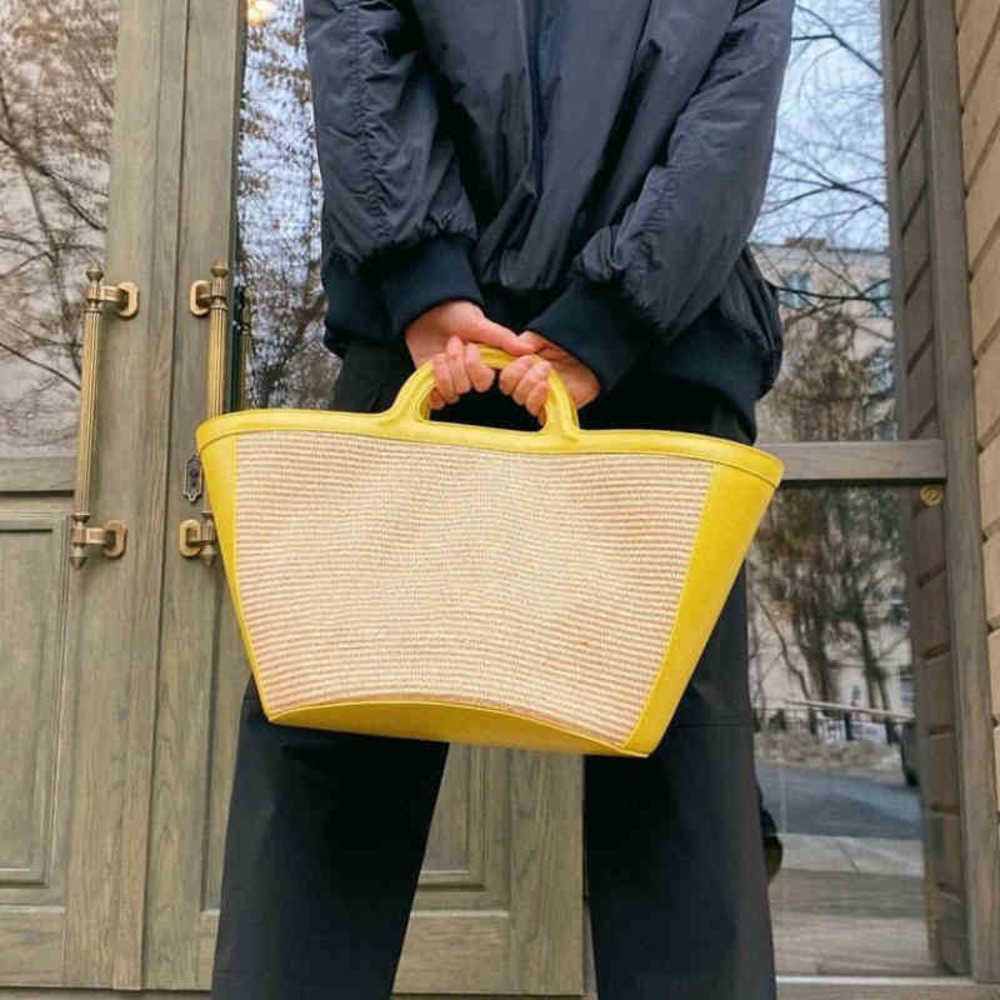 

Totes Straw Cabbage Basket Minority Portable Fashion Mini Simple Leisure One Shoulder Messenger Bag 220516, Black mini 18cm