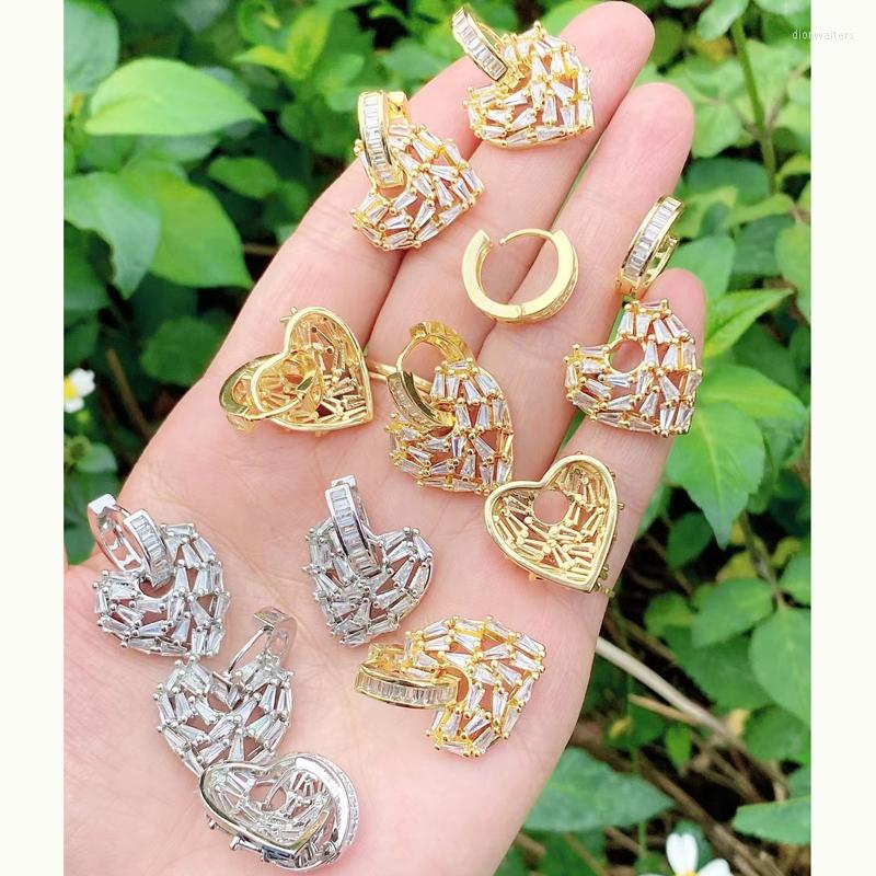

Hoop Earrings 5pairs/lot High Quality Statement Women Cubic Zircon Paved Heart