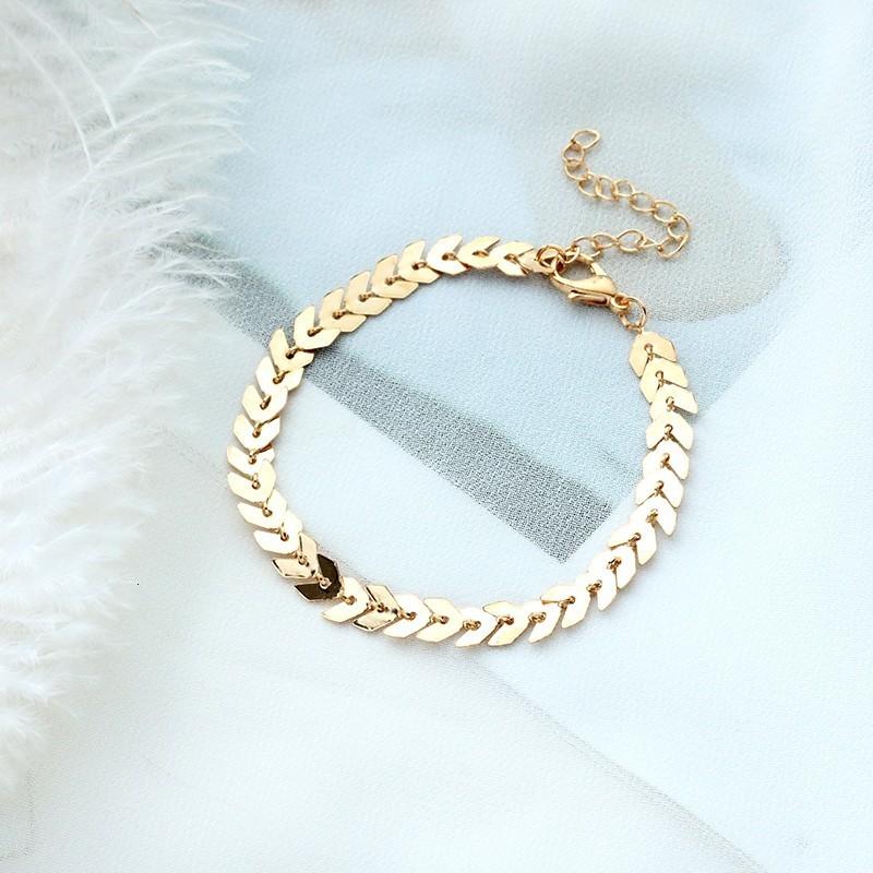 

Strand Beaded Strands Fashion Chain Arrow Bracelet Women Fishbone Airplane Shape Punk Sequin Bracelets Femme Gold Flat Jewelry PulseraBeaded