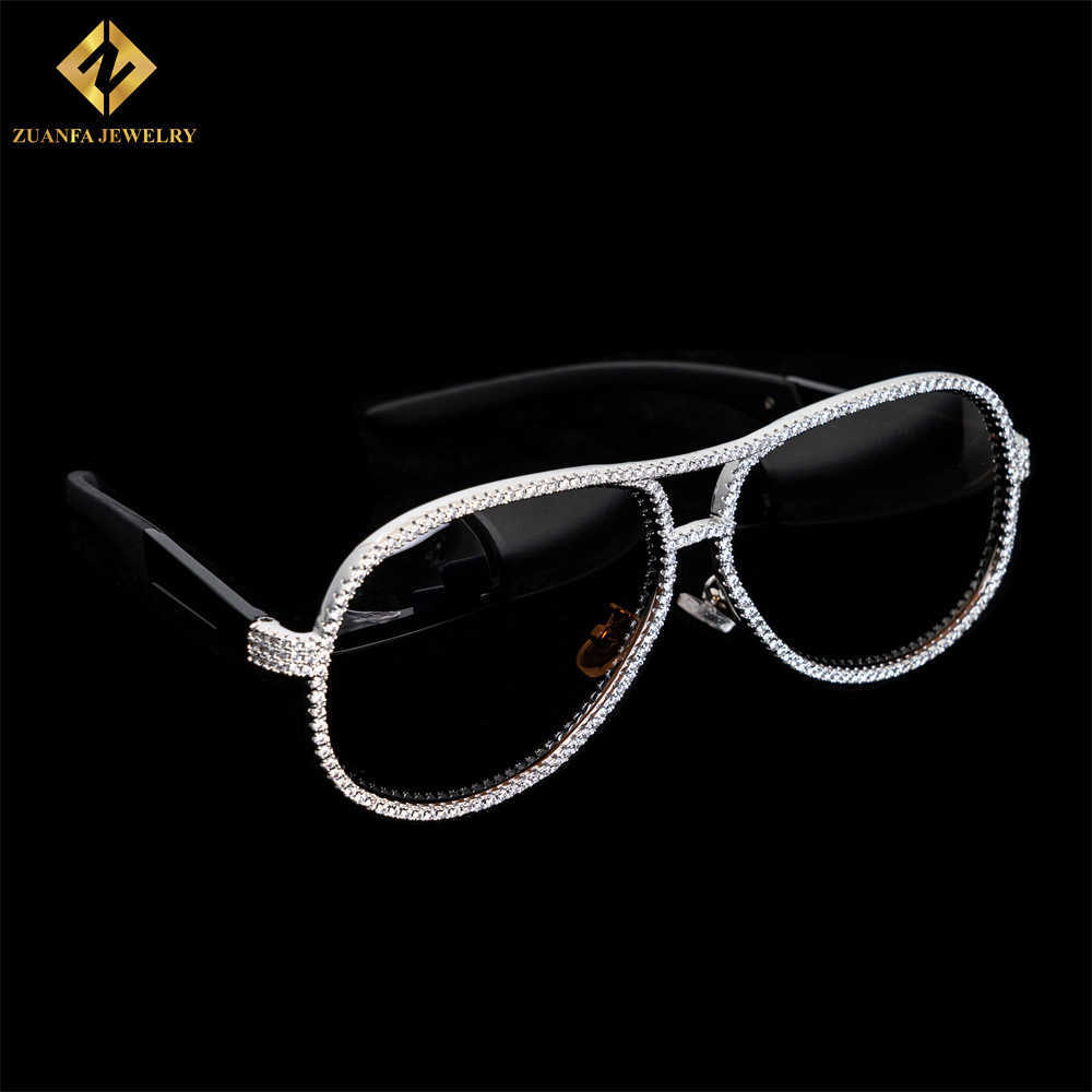 

New personalized metal inlaid 5A zircon ins men's and women's exquisite full diamond modern Sunglasses trendy glasses linkA